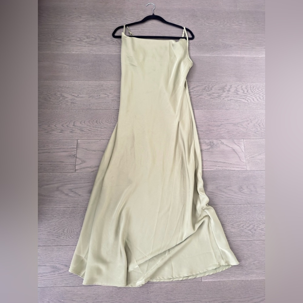 SHEIN Sage Midi Satin Cowl-Neck Midi Dress Size M/US 6